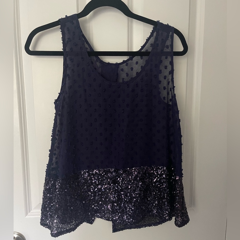 Sparkly Evening Top | Open Back | Blue Chiffon Fabric & Blue Sparkle Bottom